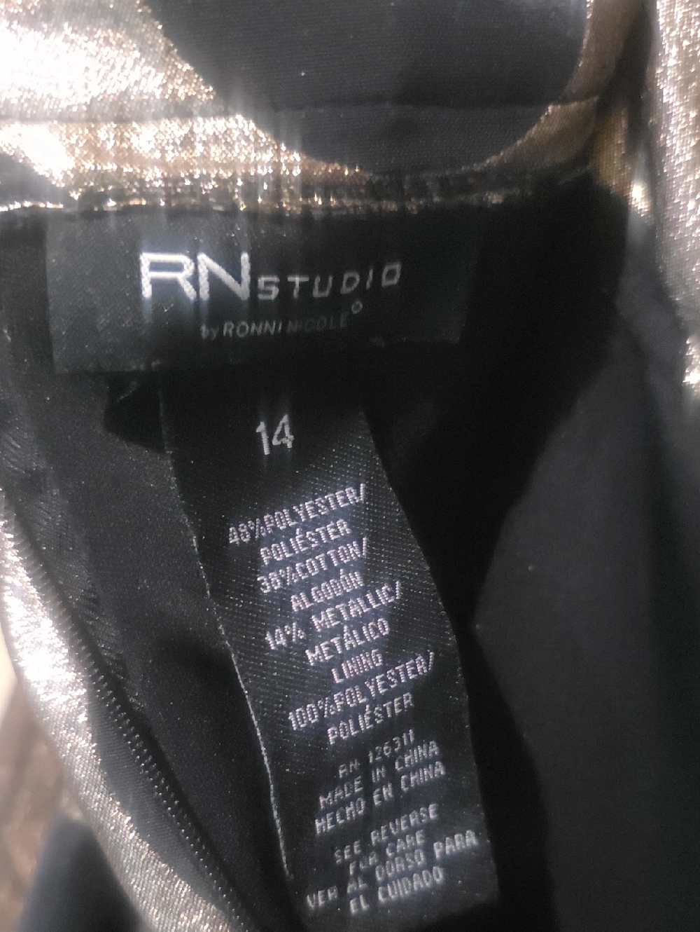 Ronni Nicole Metallic Gold and Black Midi Skirt